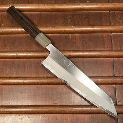 Hitohira Togashi 240mm Kiritsuke Gyuto Stainless Clad Shirogami 1 Taihei Macasser Ebony & Horn