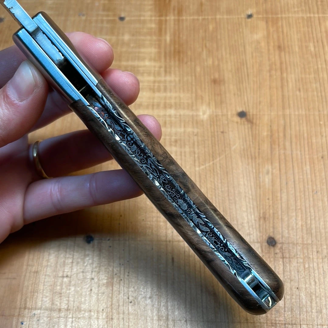 Hot Sale ๐ Fontenille Pataud 'Laguiole Sport' 13cm - Damascus Walnut With Delicate "Golden" File Work Lockback ๐ 11 Fontenille Pataud 'Laguiole Sport' 13cm - Damascus Walnut With Delicate "Golden" File Work Lockback