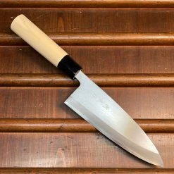 Hitohira Morihei Yoshitomo 165mm Deba Carbon Steel Poplar Handle Morihei Hisamoto