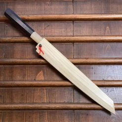 Brand new 🔔 Hitohira Tanaka Manzo 270mm Kiritsuke Yanagi Aogami 1 Damascus Ebony W/ Saya ⌛ 8 Hitohira Tanaka Manzo 270mm Kiritsuke Yanagi Aogami 1 Damascus Ebony W/ Saya