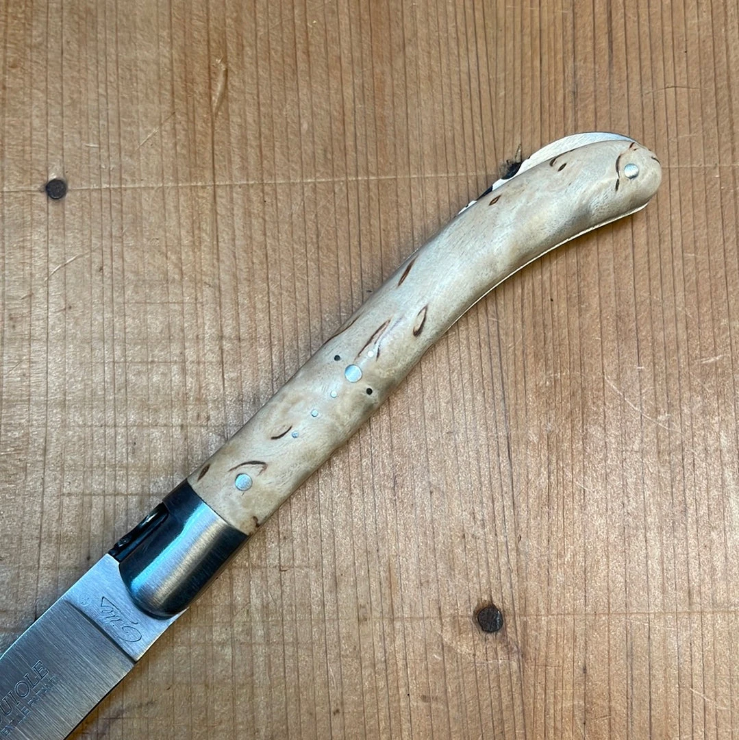 Budget ⌛ Fontenille Pataud 'Laguiole Le Pocket' 10cm - Curly Birch Lockback 🌟 4 Fontenille Pataud 'Laguiole Le Pocket' 10cm - Curly Birch Lockback