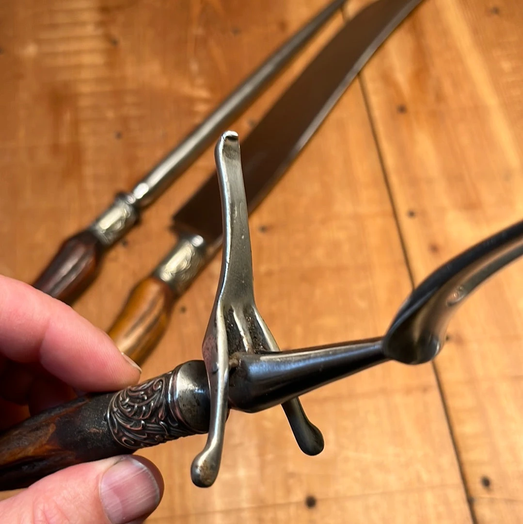Flash Sale 🎁 Vintage George Cowen 3 Pc Carving Set Carbon Steel Sheffield Stag Tip ~1890's-1910ish? Used Vintage 😀 11 Vintage George Cowen 3 Pc Carving Set Carbon Steel Sheffield Stag Tip ~1890's-1910ish? Used Vintage