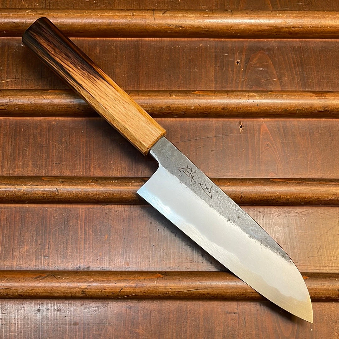 Flash Sale ❤️ Fukui Hado Sumi 165mm Santoku Shirogami #2 Kurouchi Finish - Burnt Oak ❤️ 3 Fukui Hado Sumi 165mm Santoku Shirogami #2 Kurouchi Finish - Burnt Oak