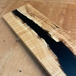 Best deal ❤️ Knife En Place Harmony Spalted Curly Maple With Black Epoxy - 19.25x4" ❤️ 7 Knife En Place Harmony Spalted Curly Maple With Black Epoxy - 19.25x4