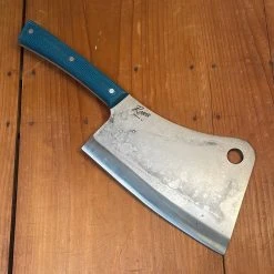 Silverthorn Butcher's Cleaver 1084 Carbon Steel Green Burlap Micarta Handle