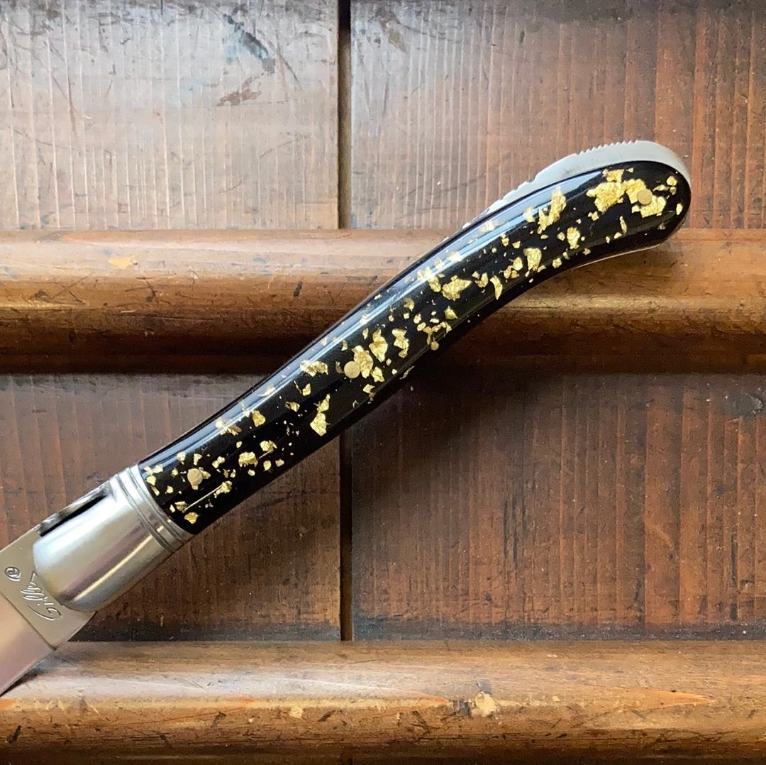 New ๐ Fontenille Pataud 'Laguiole Nature' 12cm - Feuille D'Or Lockback ๐ 4 Fontenille Pataud 'Laguiole Nature' 12cm - Feuille D'Or Lockback