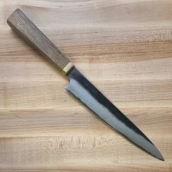 Blenheim Forge 225mm Slicer - Stainless Clad Aogami Super - Fumed Oak And Brass Handle