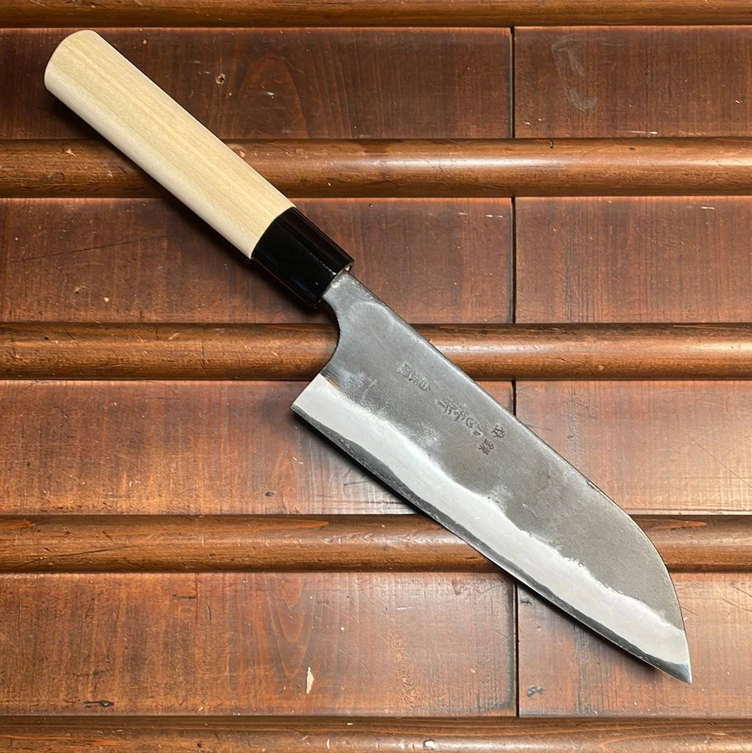 Cheap 👏 Nakajo Kaji-bei 165mm Santoku Iron Clad Shirogami 2 Kurouchi ❤️ 3 Nakajo Kaji-bei 165mm Santoku Iron Clad Shirogami 2 Kurouchi
