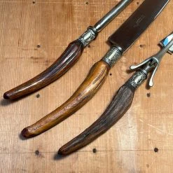 Flash Sale 🎁 Vintage George Cowen 3 Pc Carving Set Carbon Steel Sheffield Stag Tip ~1890's-1910ish? Used Vintage 😀 19 Vintage George Cowen 3 Pc Carving Set Carbon Steel Sheffield Stag Tip ~1890's-1910ish? Used Vintage