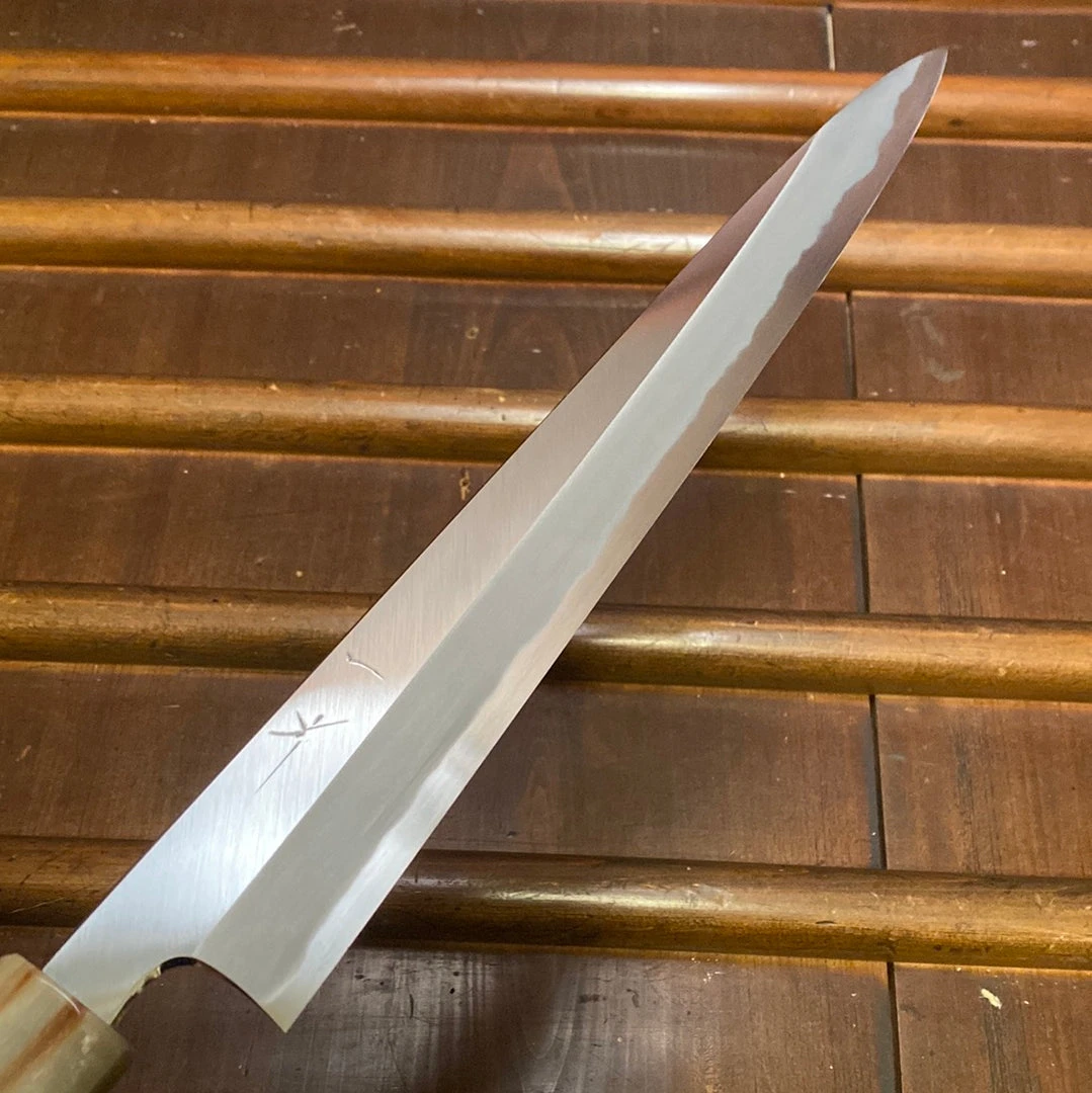 Best deal 👏 Hitohira Tanaka Kyuzo 270mm Sujihiki Aogami 1 Migaki Ziricote Blonde ✨ 6 Hitohira Tanaka Kyuzo 270mm Sujihiki Aogami 1 Migaki Ziricote Blonde