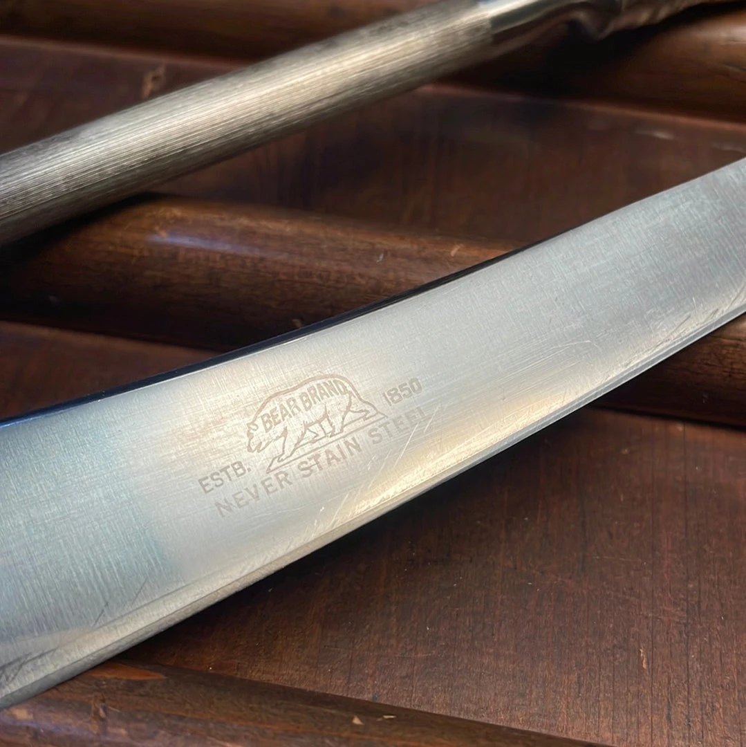 Hot Sale ๐ Bernal Cutlery Bear Brand Carving Set Stainless & Stag 1930's-50's ๐ฅฐ 4 Bernal Cutlery Bear Brand Carving Set Stainless & Stag 1930's-50's