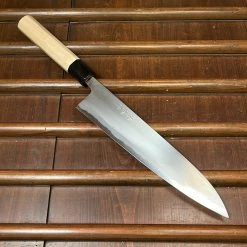 Wakui 240mm Gyuto Stainless Clad Shirogami 2 Migaki Warikomi Ho Octagonal