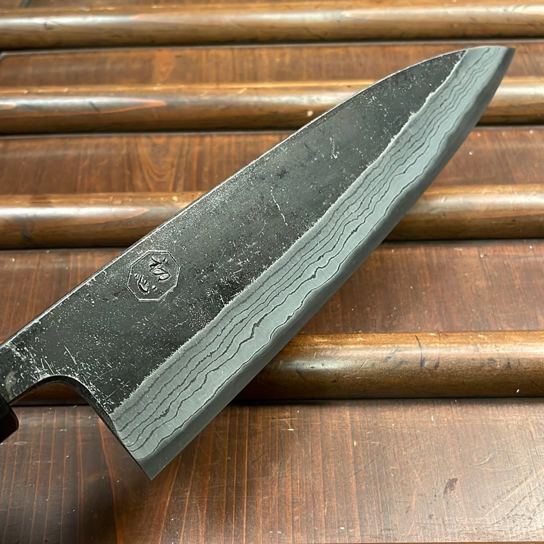 Hot Sale ๐คฉ H&K Kumokage 210mm Gyuto Aogami 2 Kurouchi Carbon Damascus Oct Teak Horn ๐ 5 H&K Kumokage 210mm Gyuto Aogami 2 Kurouchi Carbon Damascus Oct Teak Horn