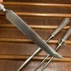 New โค๏ธ Bernal Cutlery Unmarked 3pc Carving Set Carbon Steel Sterling Handles USA 1890โs-1920โs? ๐ 19 Bernal Cutlery Unmarked 3pc Carving Set Carbon Steel Sterling Handles USA 1890โs-1920โs?