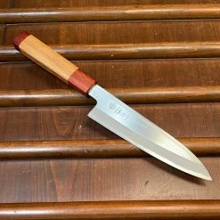 Nakajo Tagai Sanjo 150mm Petty Migaki Stainless Clad Shirogami 2 Oak And Bubinga Handle