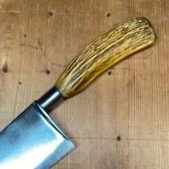 Bernal Cutlery American LF&C Nogent Style 9" Chef Forged Carbon Steel Antler Re-Handle