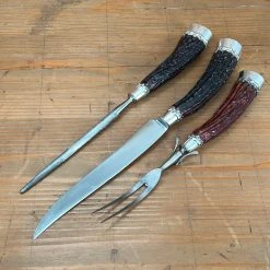 Cheap ๐ Vintage #2 Landers Frary & Clark Aetna Works Carving Set Carbon Steel Large Sterling Ferrules Stag ~1880's-1910's Used Vintage โ๏ธ 13 Vintage #2 Landers Frary & Clark Aetna Works Carving Set Carbon Steel Large Sterling Ferrules Stag ~1880's-1910's Used Vintage