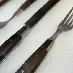 Vintage Antique J Russell Green River Works Table Knife & Forks In Shadow Box 1880 - 1920