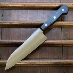 Hitohira New Old Stock Imojiya OKD 180mm Santoku Stainless Clad Shirogami 2 Pakka Handle