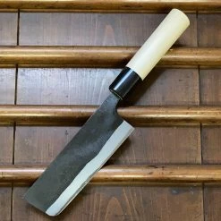 Nakajo Kaji-bei 135mm Nakiri Iron Clad Shirogami 2 Kurouchi Buffalo Horn