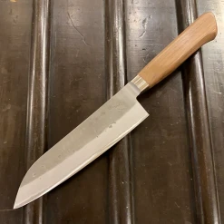 Hitohira TD 170mm Santoku Stainless Clad Aogami 2 Nashiji Western Handle