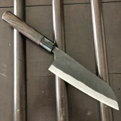 Nakajo Kaji-bei 165mm Santoku Iron Clad Aogami 2 Suminagashi Kurouchi