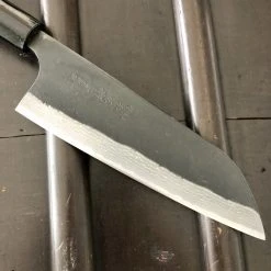 Nakajo Kaji-bei 165mm Santoku Iron Clad Aogami 2 Suminagashi Kurouchi