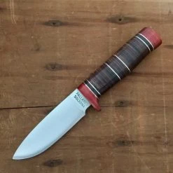 Pallares Drop Point 12cm Fixed Blade 'N. 3' Carbon - Stacked Leather Handle W/ Sheath