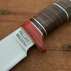 Pallares Drop Point 12cm Fixed Blade 'N. 3' Carbon - Stacked Leather Handle W/ Sheath