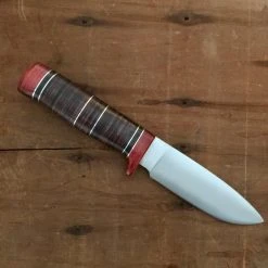 Pallares Drop Point 12cm Fixed Blade 'N. 3' Carbon - Stacked Leather Handle W/ Sheath
