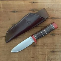 Pallares Drop Point 12cm Fixed Blade 'N. 3' Carbon - Stacked Leather Handle W/ Sheath