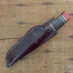 Pallares Drop Point 12cm Fixed Blade 'N. 3' Carbon - Stacked Leather Handle W/ Sheath